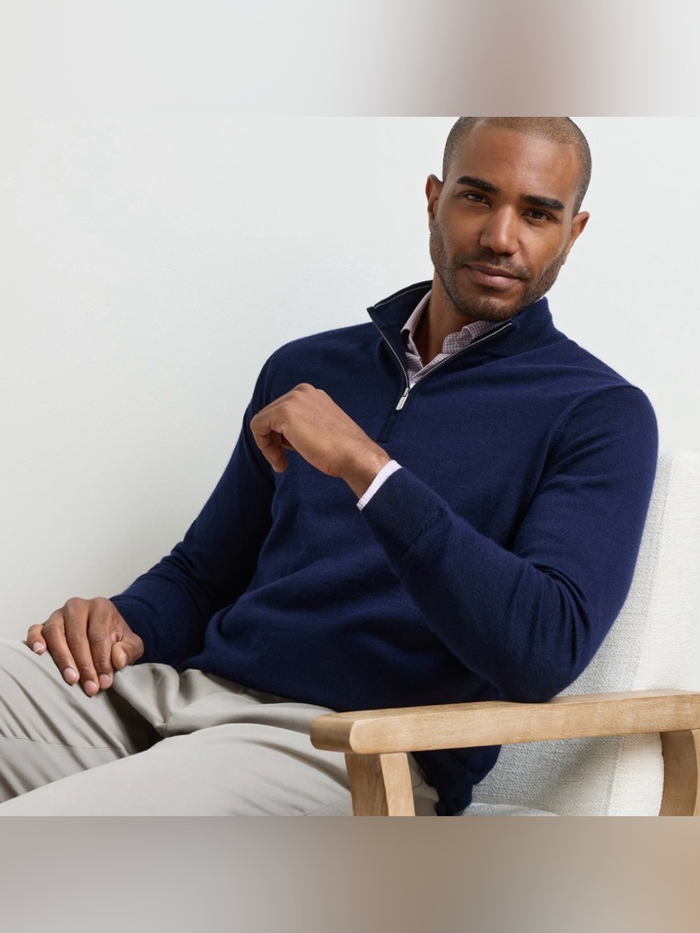 Peter Millar Autumn Crest 1/4 Zip Merino Wool Lyocell Sweater XXL Navy Blue Golf